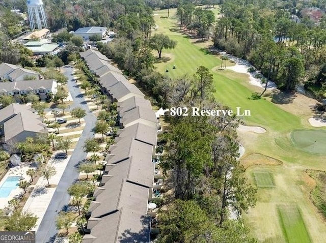 drone / aerial view with golf course view