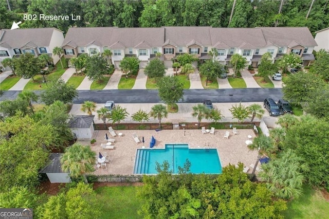 aerial view with a residential view