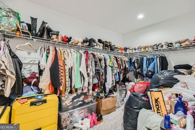 spacious closet with carpet flooring