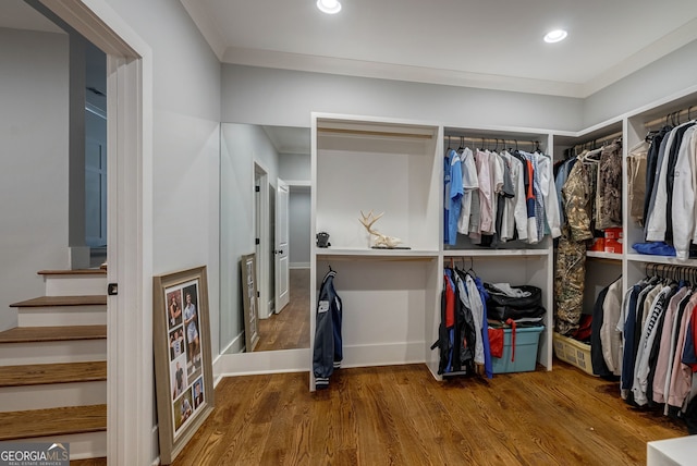 spacious closet featuring hardwood / wood-style floors