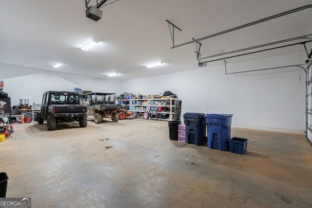 garage with a garage door opener