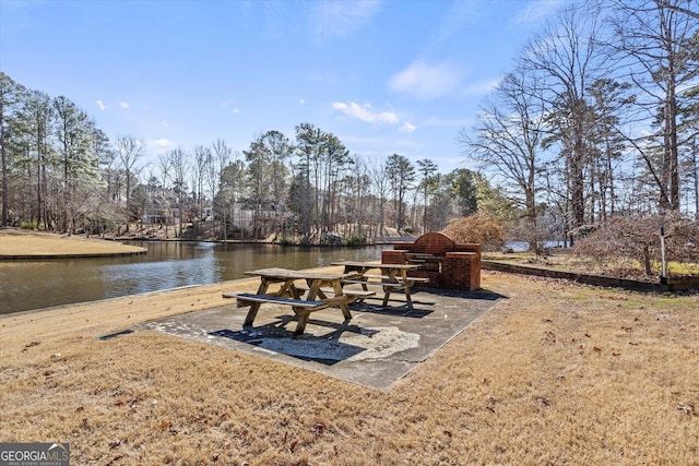 exterior space featuring a water view