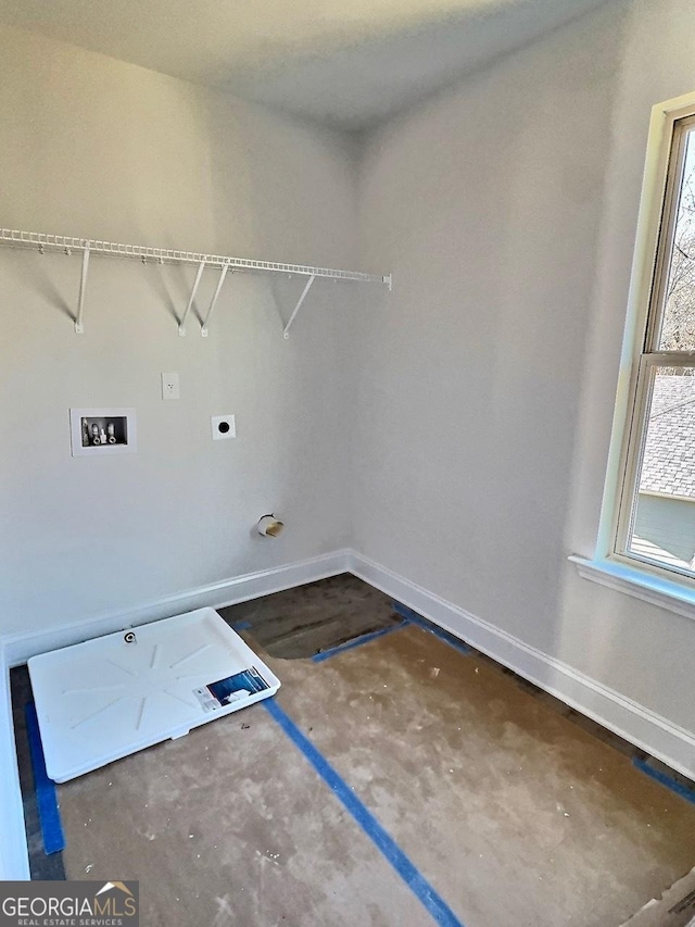 laundry room with washer hookup and hookup for an electric dryer