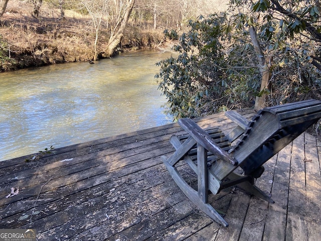 dock area with a water view