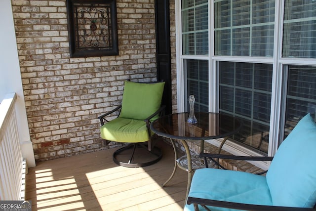 wooden balcony with a deck