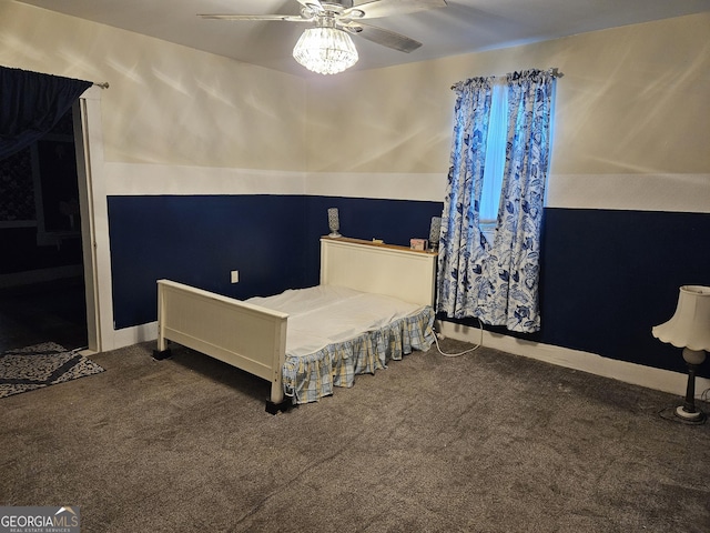 bedroom with carpet flooring and ceiling fan