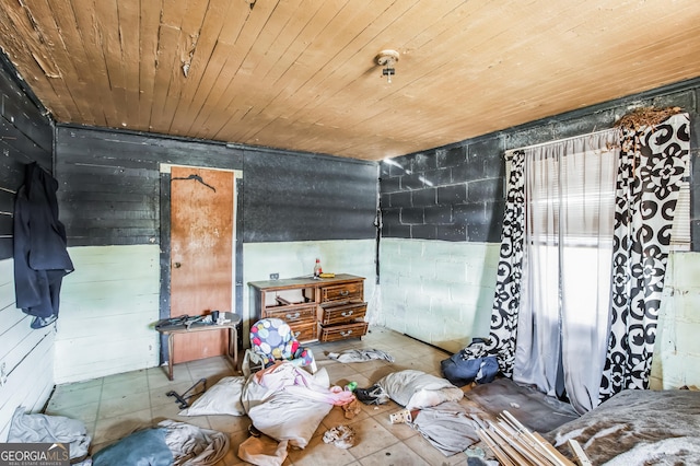 misc room featuring wooden walls and wooden ceiling