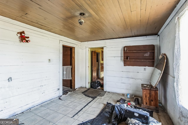 interior space with wooden ceiling