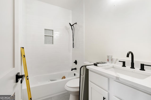 1757 Traditions Way, Jefferson, GA 30549 - full bathroom with tile patterned floors, vanity, tiled shower / bath combo, and toilet