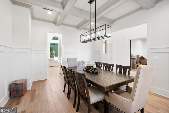 1757 Traditions Way, Jefferson, GA 30549 - dining room featuring beam ceiling, light wood-type flooring, and coffered ceiling