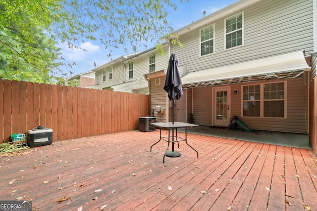 wooden terrace with central air condition unit