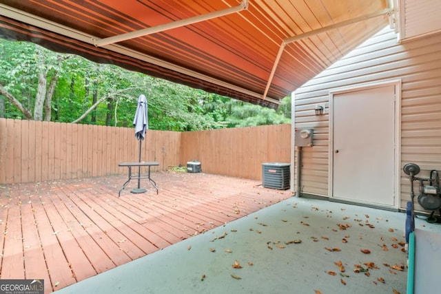 view of patio featuring a deck and central air condition unit