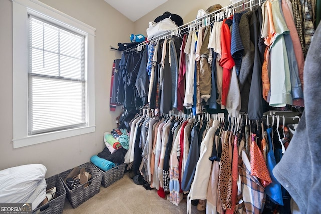 walk in closet featuring carpet