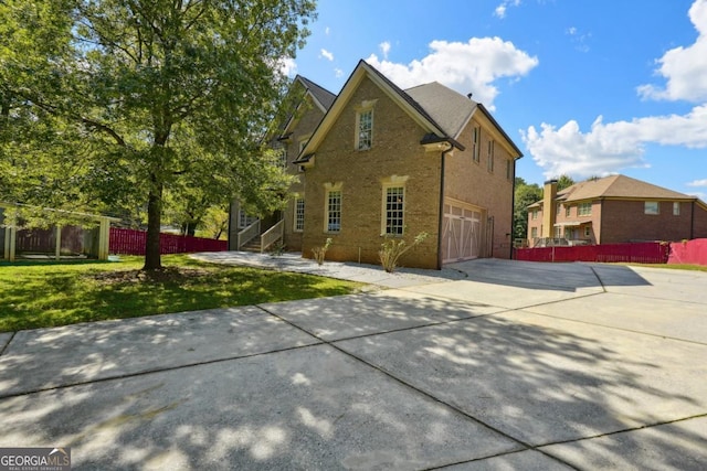 exterior space featuring a garage