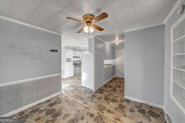 interior space featuring ceiling fan