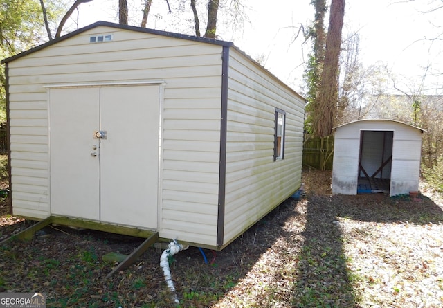 view of shed