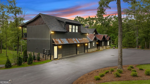 view of front of home with a garage