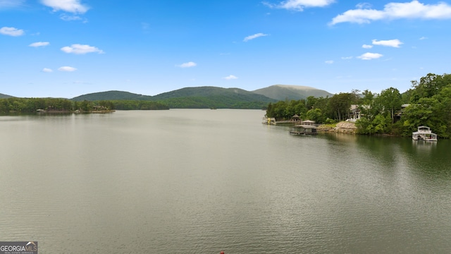 view of water feature with a mountain view