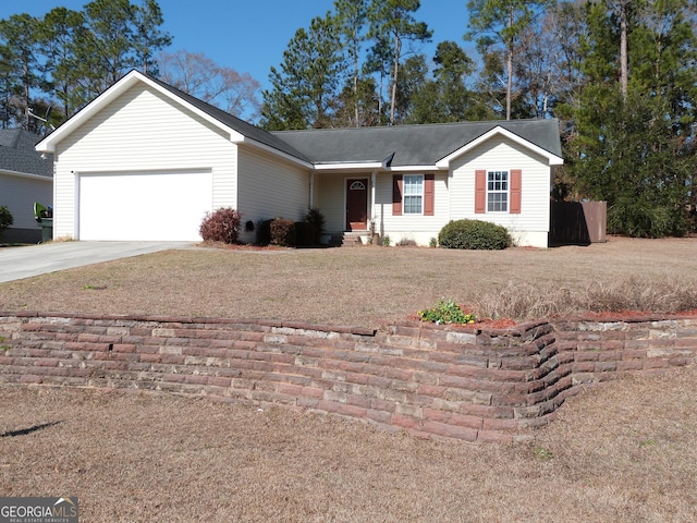 single story home featuring a garage