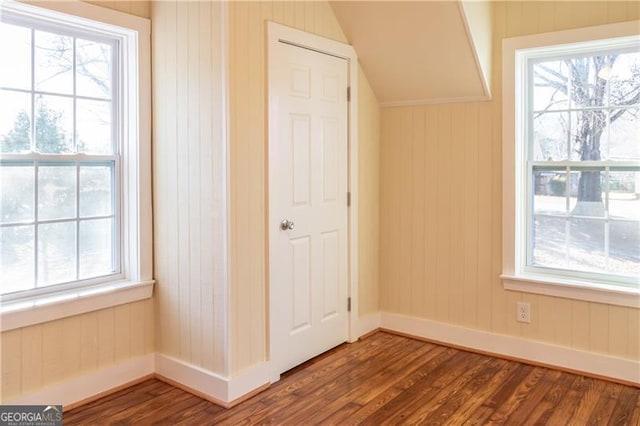 interior space featuring dark hardwood / wood-style floors