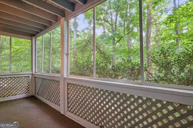 view of unfurnished sunroom