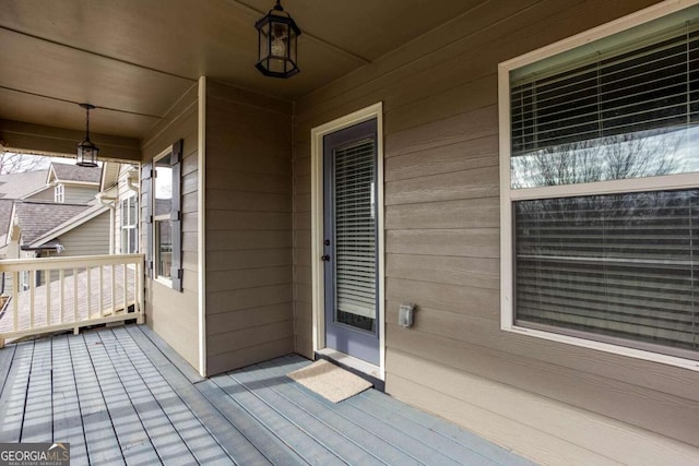 deck with covered porch