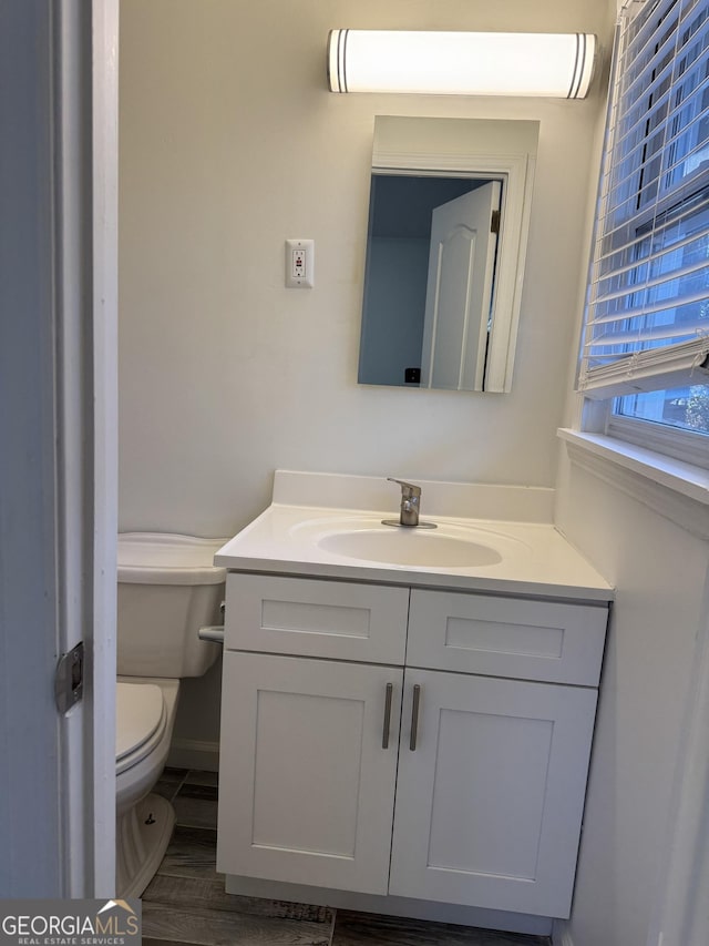 bathroom featuring vanity and toilet