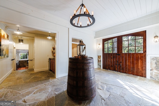 31 Barn Inn Rd, Lakemont, GA 30552 - foyer entrance featuring stone flooring and a chandelier
