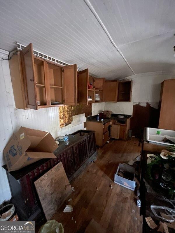 kitchen featuring dark wood-type flooring