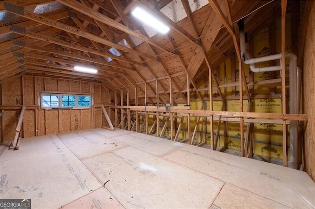 view of unfinished attic