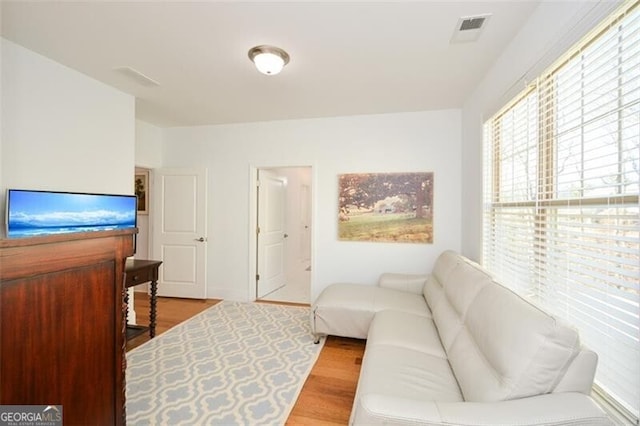 living room with hardwood / wood-style floors