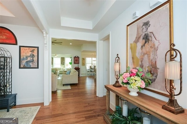 hallway featuring hardwood / wood-style floors