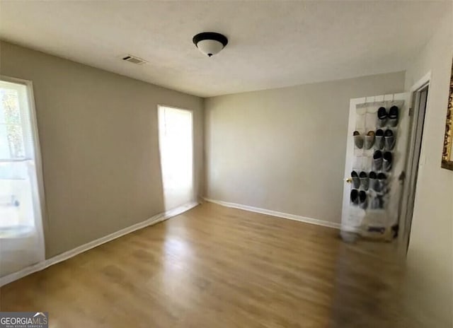 spare room featuring wood-type flooring and a wealth of natural light