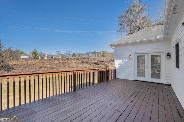 wooden deck with french doors
