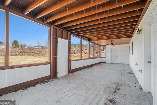view of unfurnished sunroom