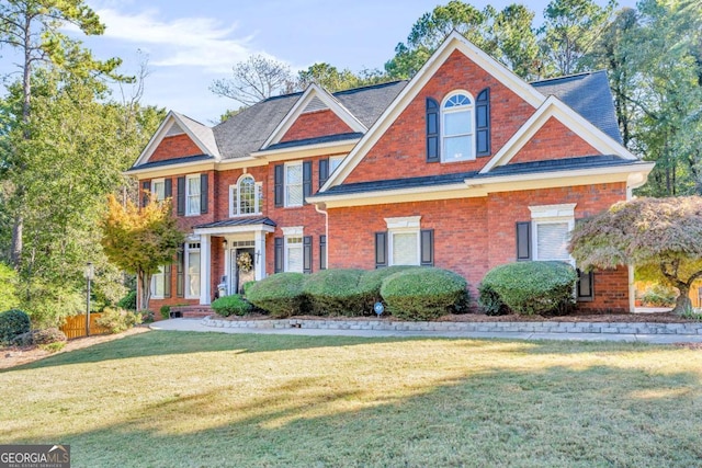 view of front facade featuring a front lawn