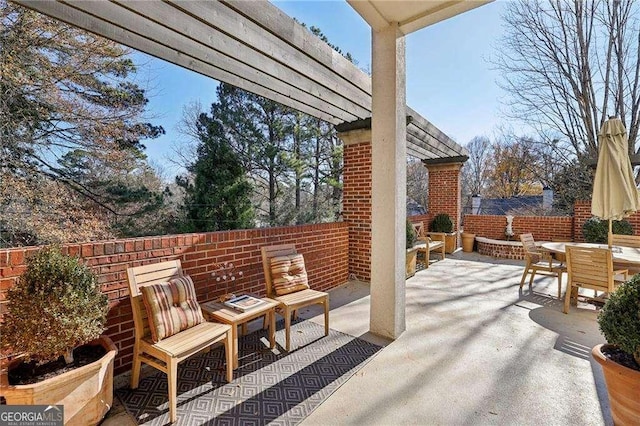 view of patio / terrace featuring a pergola