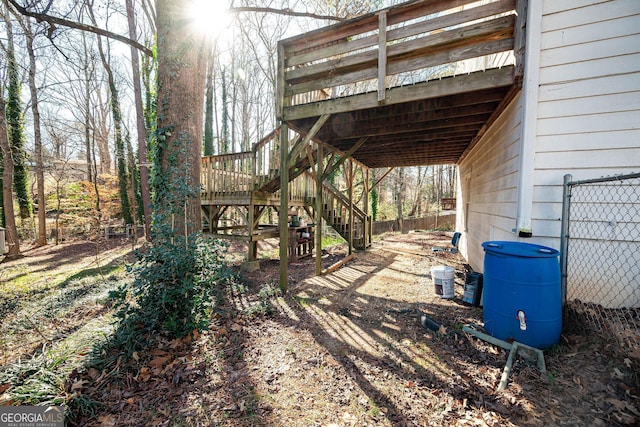 view of yard featuring a deck