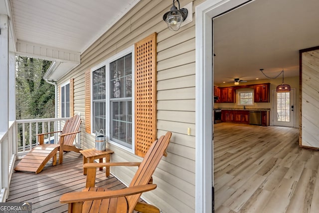 deck with covered porch