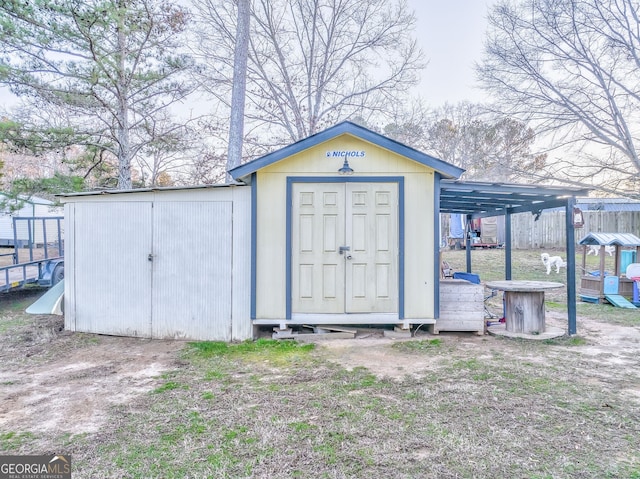 view of shed