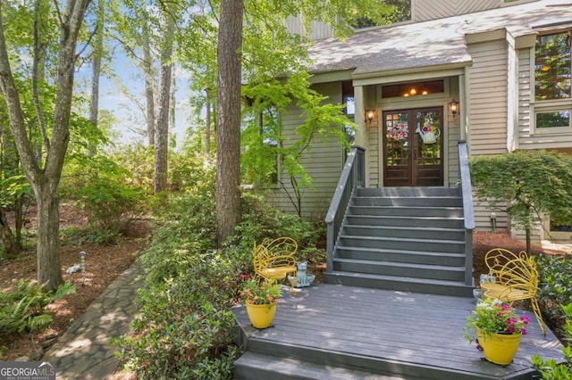 entrance to property with french doors