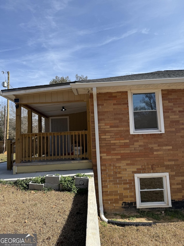 view of home's exterior featuring a porch