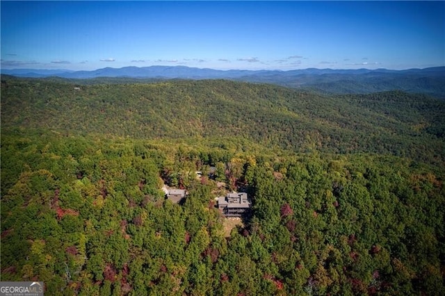 birds eye view of property with a mountain view