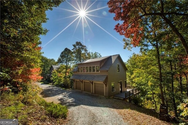 view of front of property with a garage