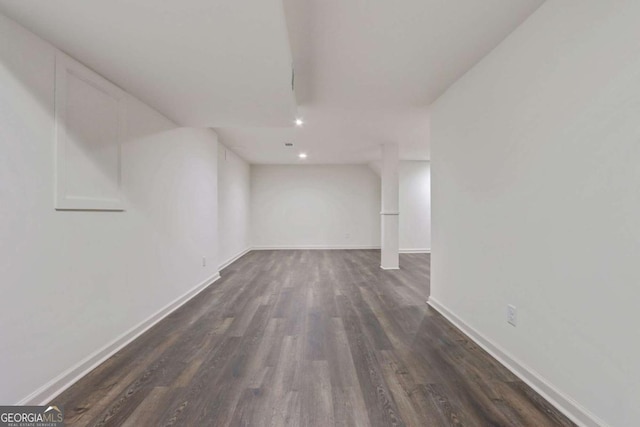 interior space with dark hardwood / wood-style flooring