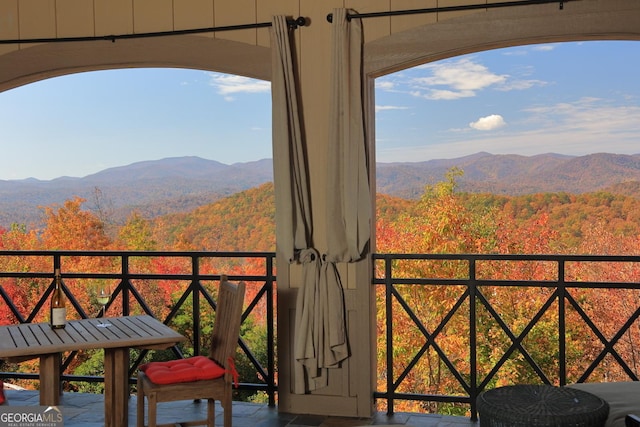 balcony with a mountain view