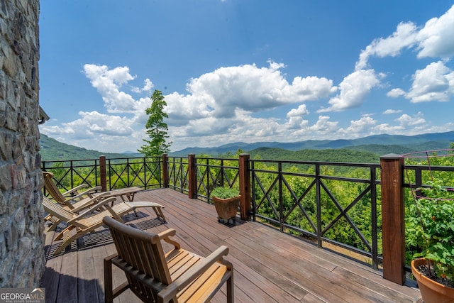 deck featuring a mountain view