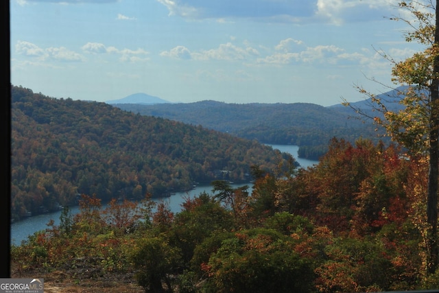 property view of mountains featuring a water view