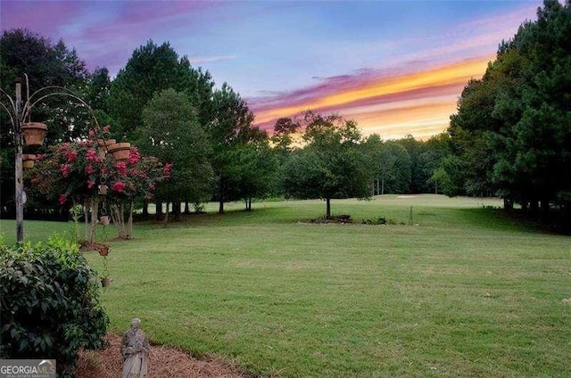 view of yard at dusk