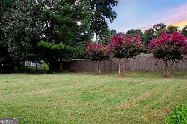 view of yard at dusk